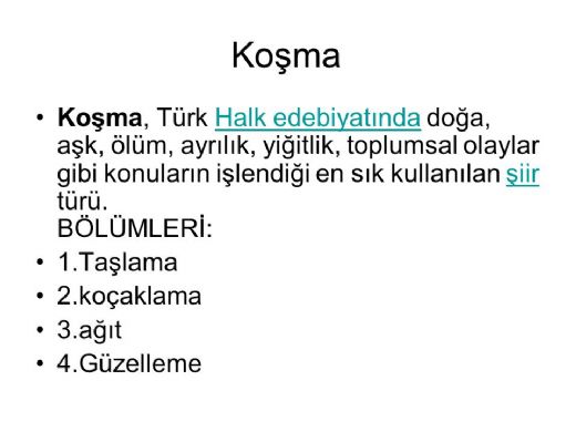 Koşma Türleri Nelerdir?