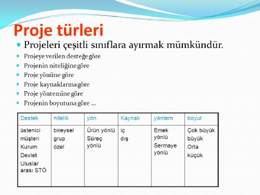 Proje Türleri Nelerdir?