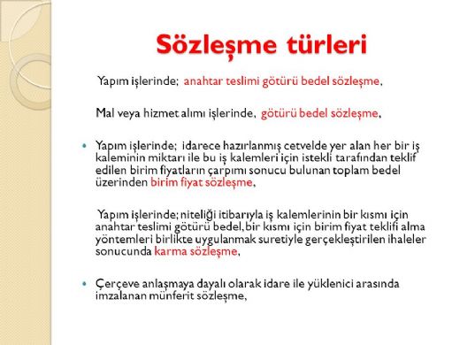 Sözleşme Türleri ve Özellikleri