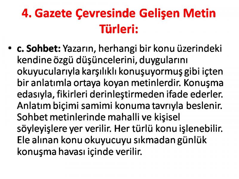 Sohbet Yazı Türleri ve Özellikleri